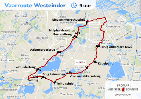 Kaart Vaarroute Westeinder